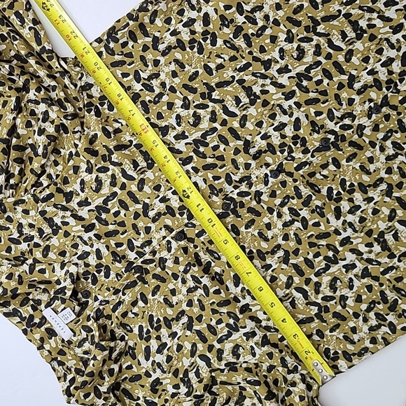 Topshop Long Sleeve Button Up Blouse Abstract  Animal Print Mustard Black US 10 - Picture 10 of 15